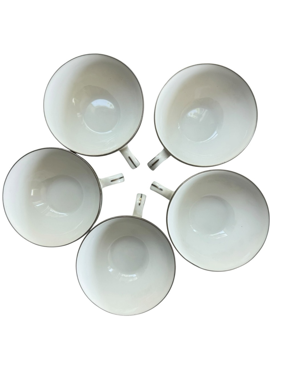 Fukagawa Arita Japan Hand Painted Tea Cup Set of 6 Pattern 706 Silver Rim - Picture 2 of 10